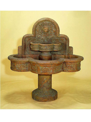 Ricco Deruta Wall Cast Stone Outdoor Garden Water Fountain With Spout Fountain Tuscan